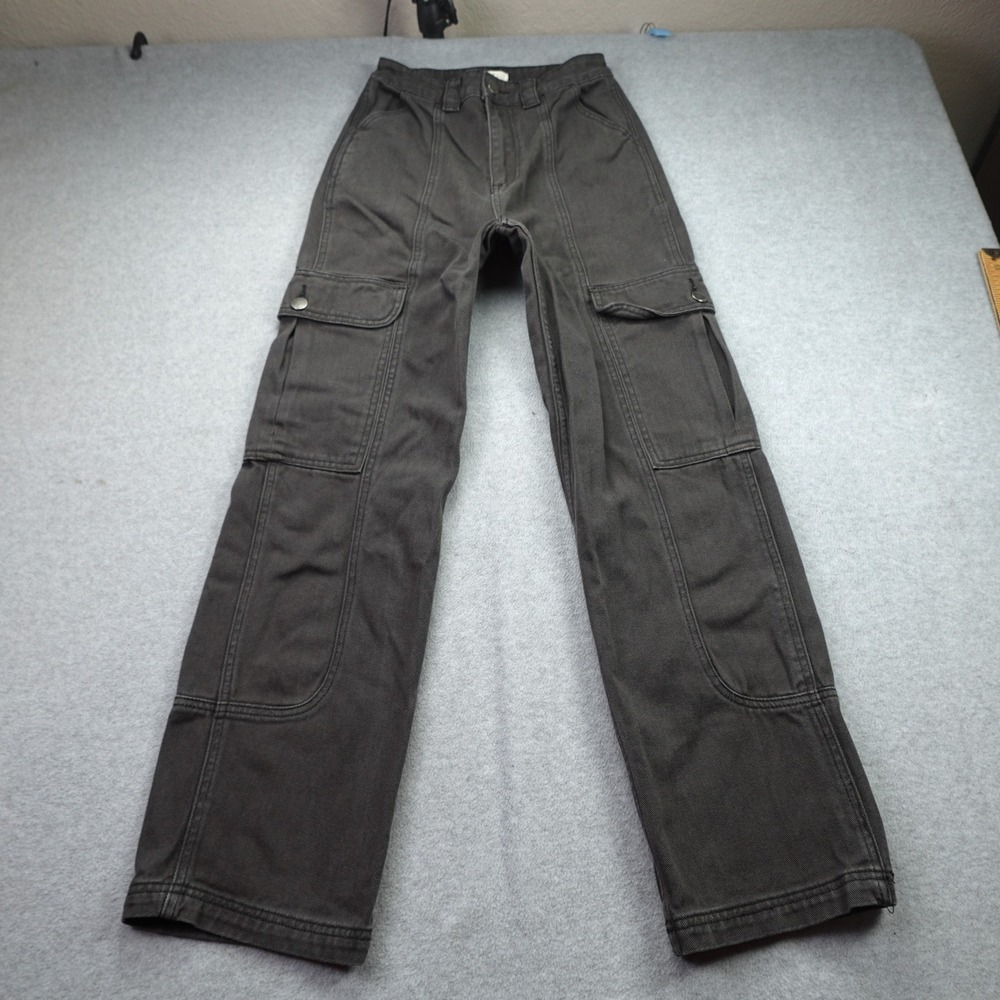 Billabong Pants Women 24 Gray Utility High‎ Rise Straight Cargo Cotton